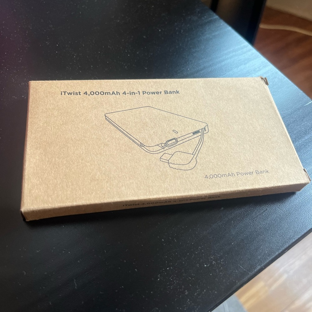 Branded 4000mAh 4-in-1 Power Bank - Brown